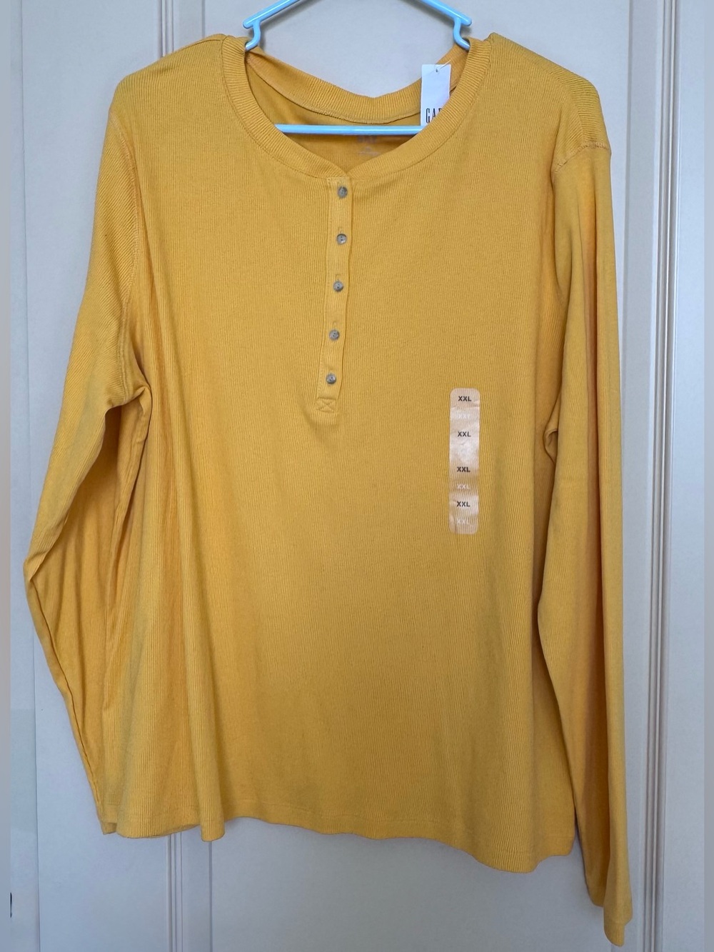 GAP Mustard Yellow Long Sleeve Henley Tee